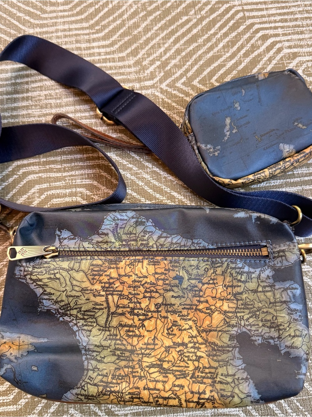 Patricia Nash Vintage Map Print Crossbody Bag w Coin Purse Piper